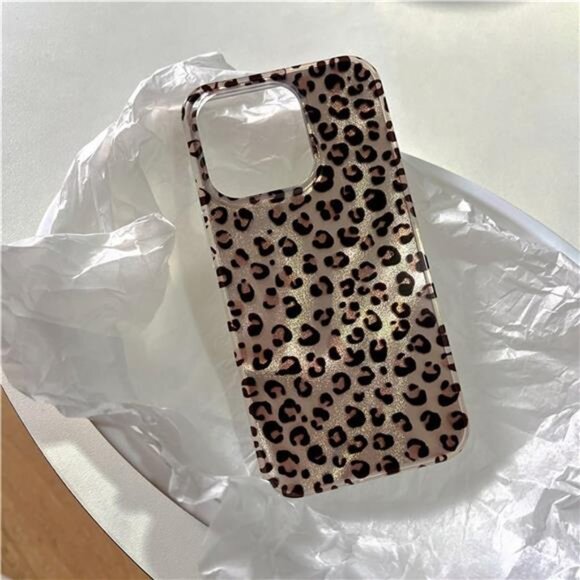 iPhone 16 Case Gold Glitter Leopard Print - Picture 2 of 5